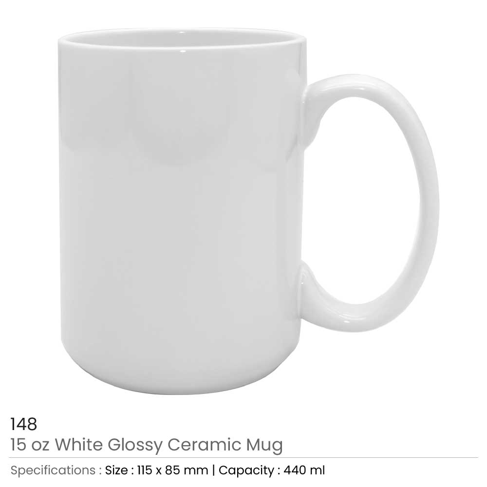 White Glossy Ceramic Mugs 3