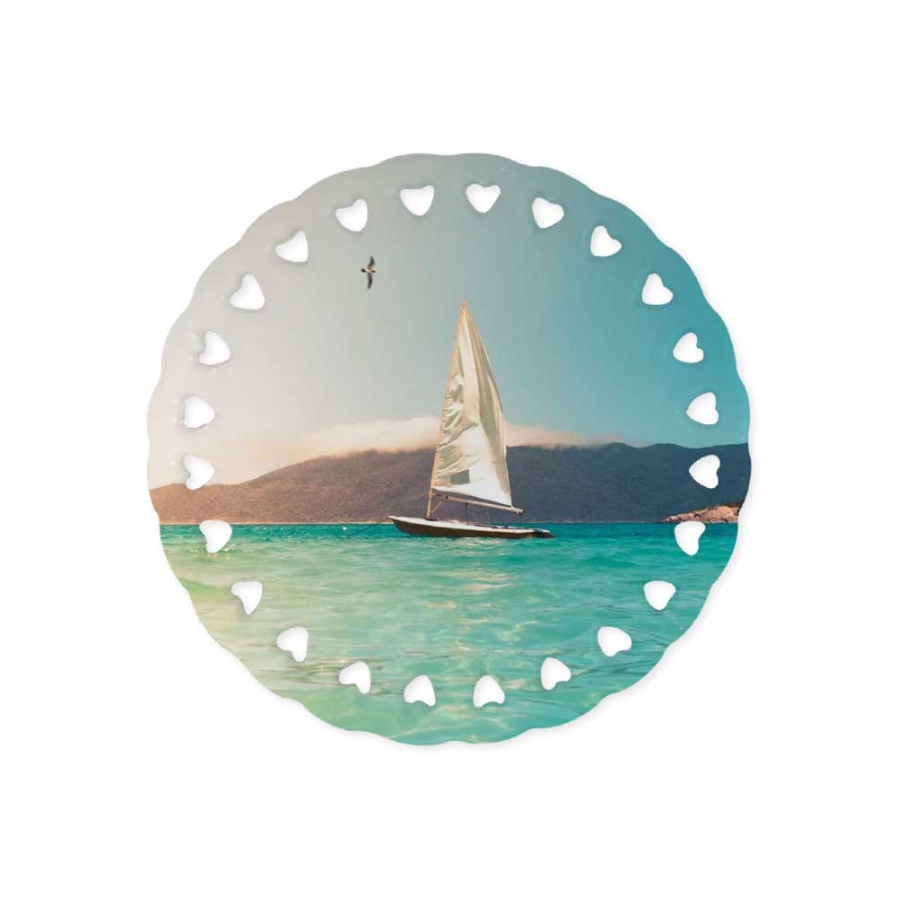 Doily Rice Heart Design Ceramic Ornaments 2