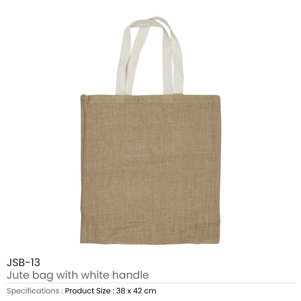 Jute Bags with White Handles, Long-lasting & Eco-friendly 3