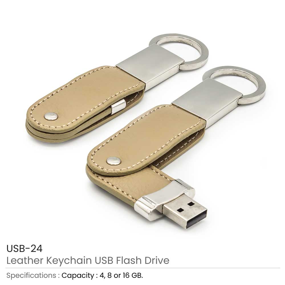 Leather Key Chain USB Flash 3
