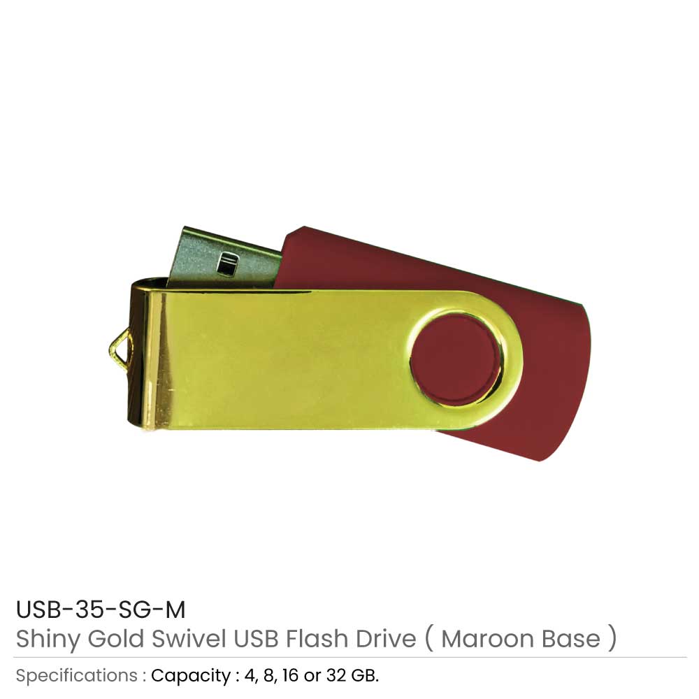 Shiny Gold Swivel USB Flash Drives 8