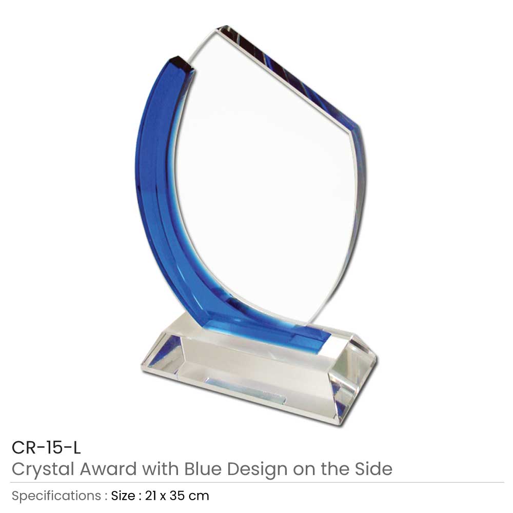Crystal Awards with Blue Design on the side 4