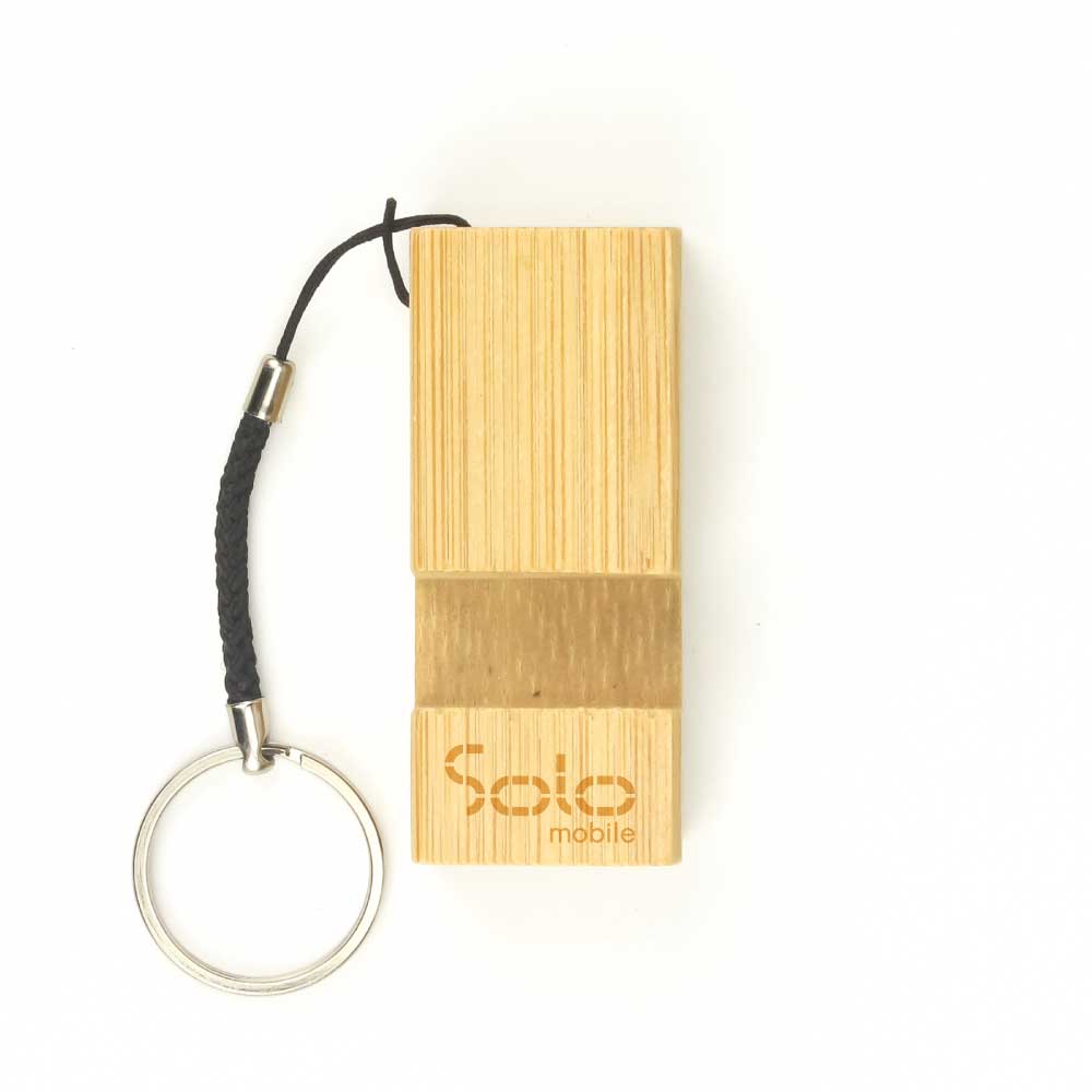 Bamboo Phone Stand with Round Key Holder 2
