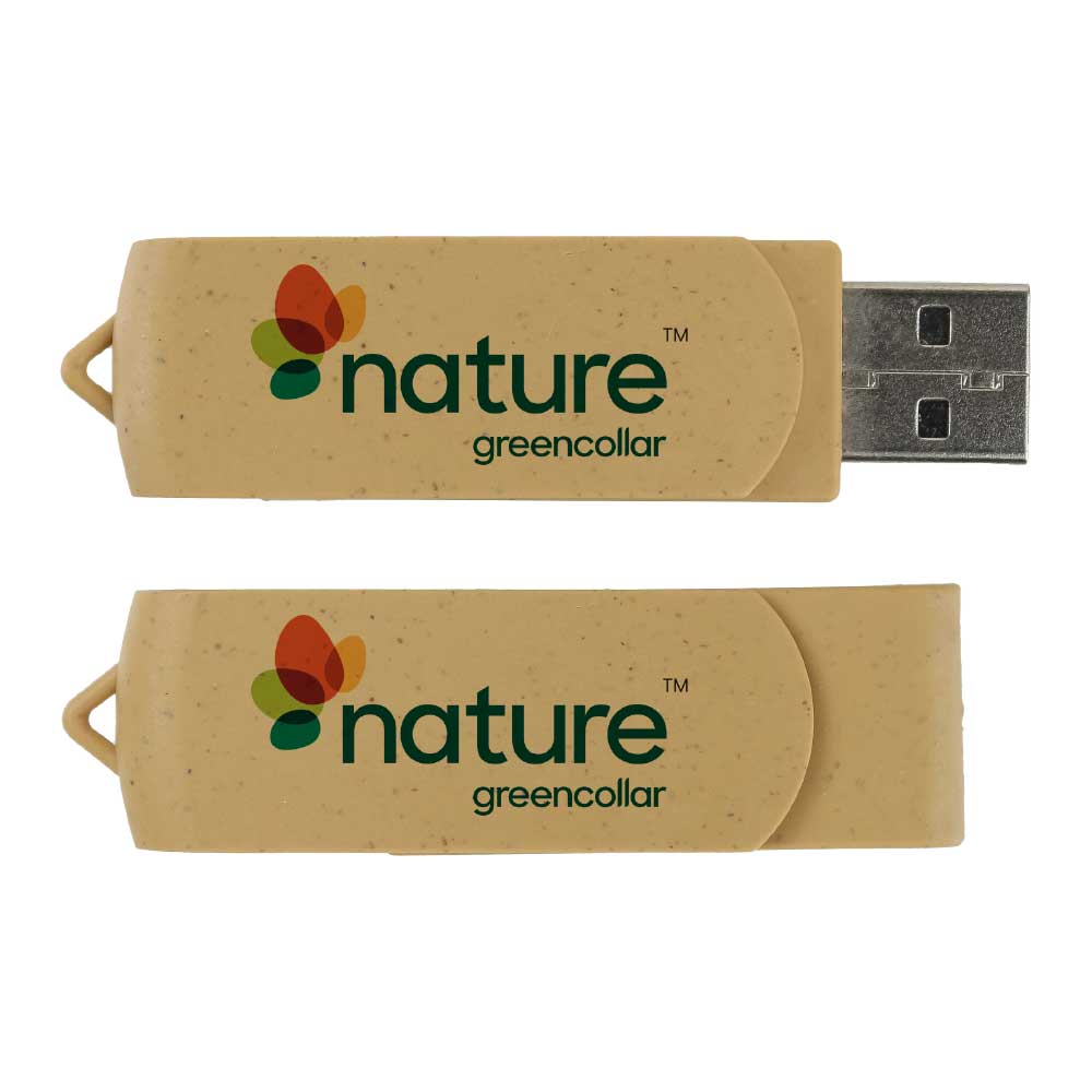 Wheat Straw Swivel USB Flash Drives, 4GB to 32GB 2