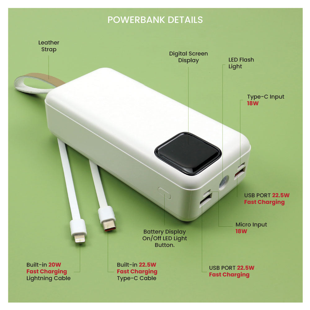 Fast Charging Powerbank 30,000 mAh with Flashlight 4