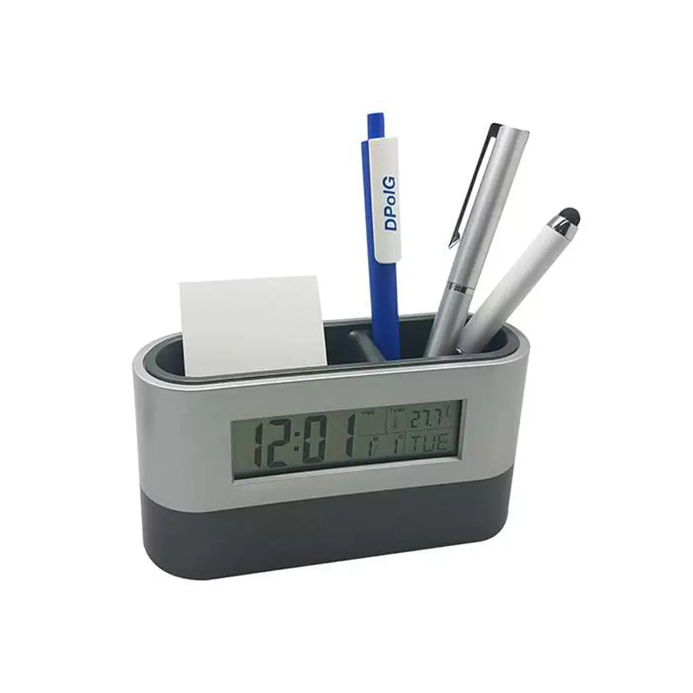 Desktop Digital Clock with Pen Holder 2