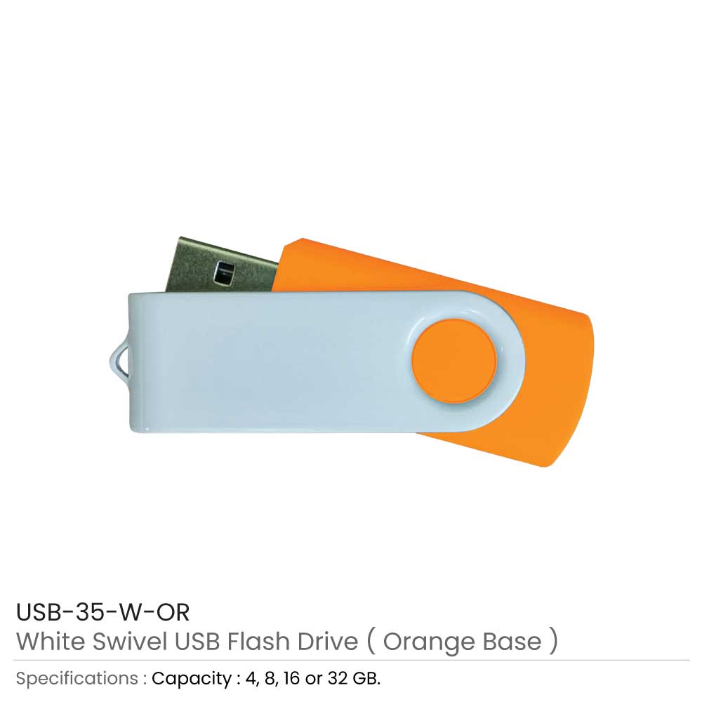 White Swivel USB Flash Drives 6