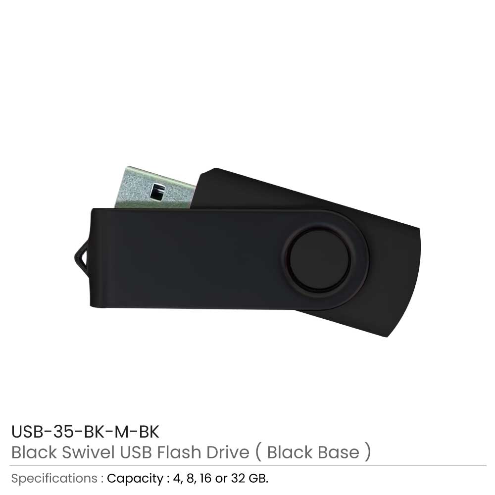 Black Swivel USB Flash Drives 2