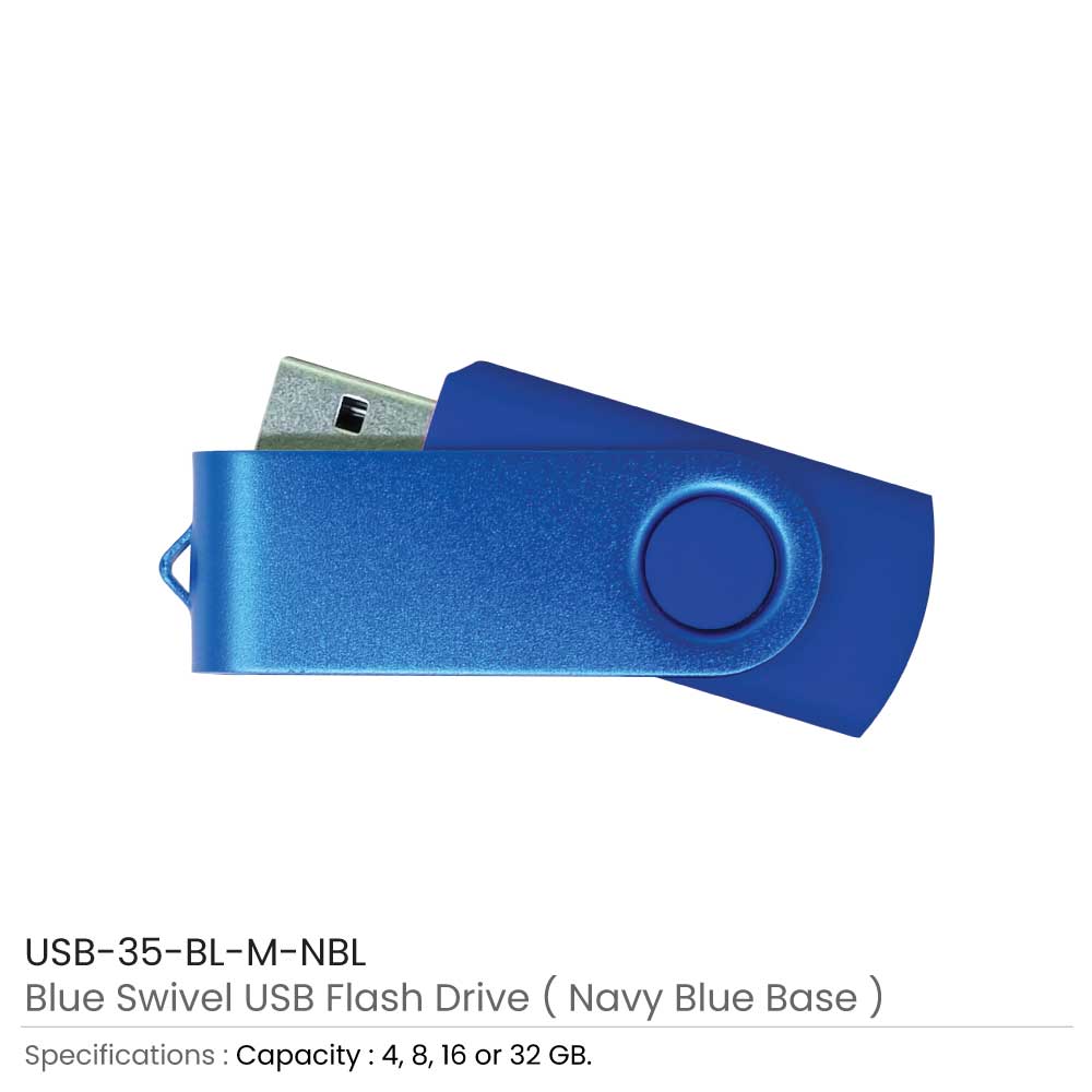 Matt Blue Swivel USB Flash Drives 13