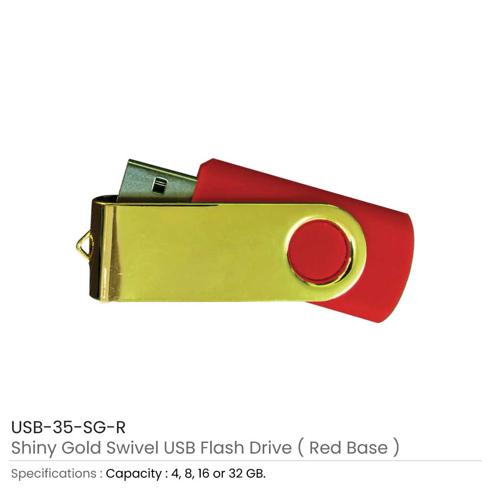 Shiny Gold Swivel USB Flash Drives 13