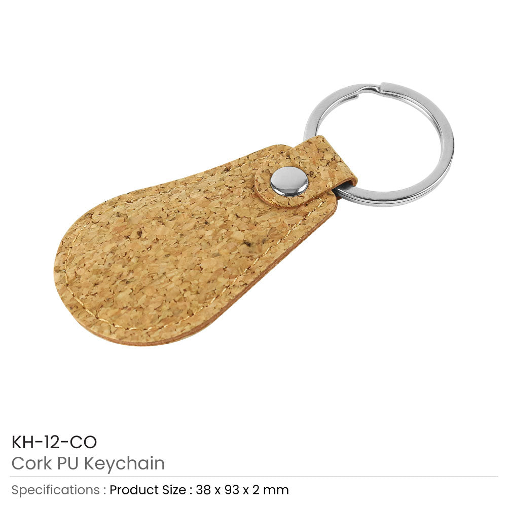 Cork PU Keychains with 32mm Metal Flat Key Ring 3