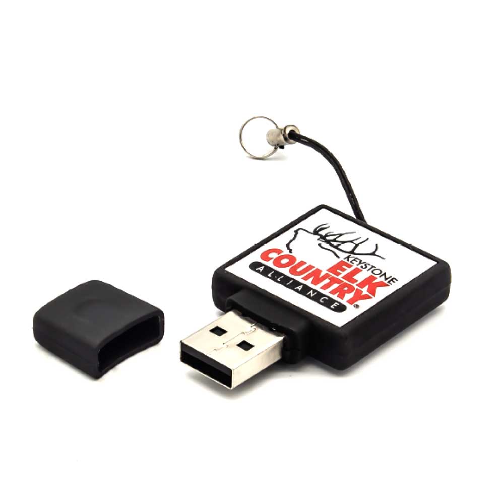 Square Black Rubberized USB Flash Drives 2