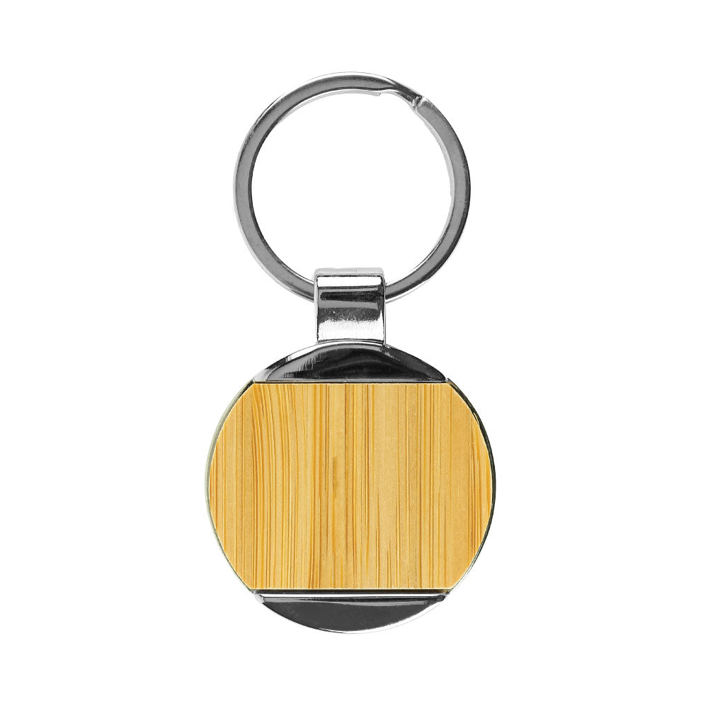 Round Bamboo and Metal Keychains 32mm 4