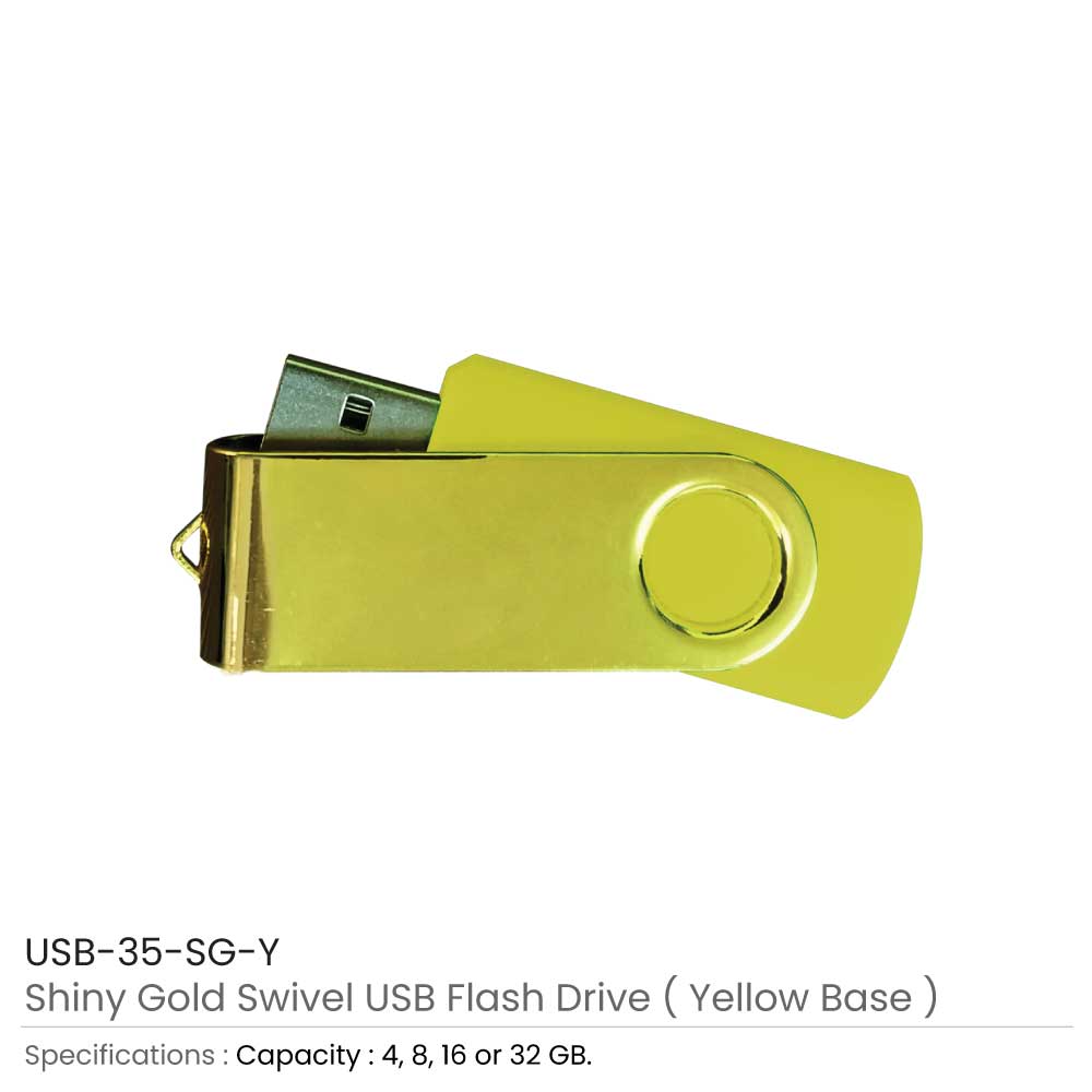 Shiny Gold Swivel USB Flash Drives 12
