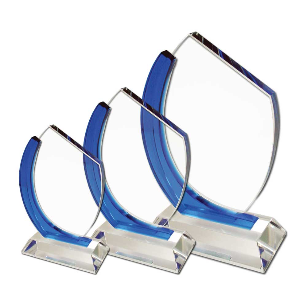 Crystal Awards with Blue Design on the side 1