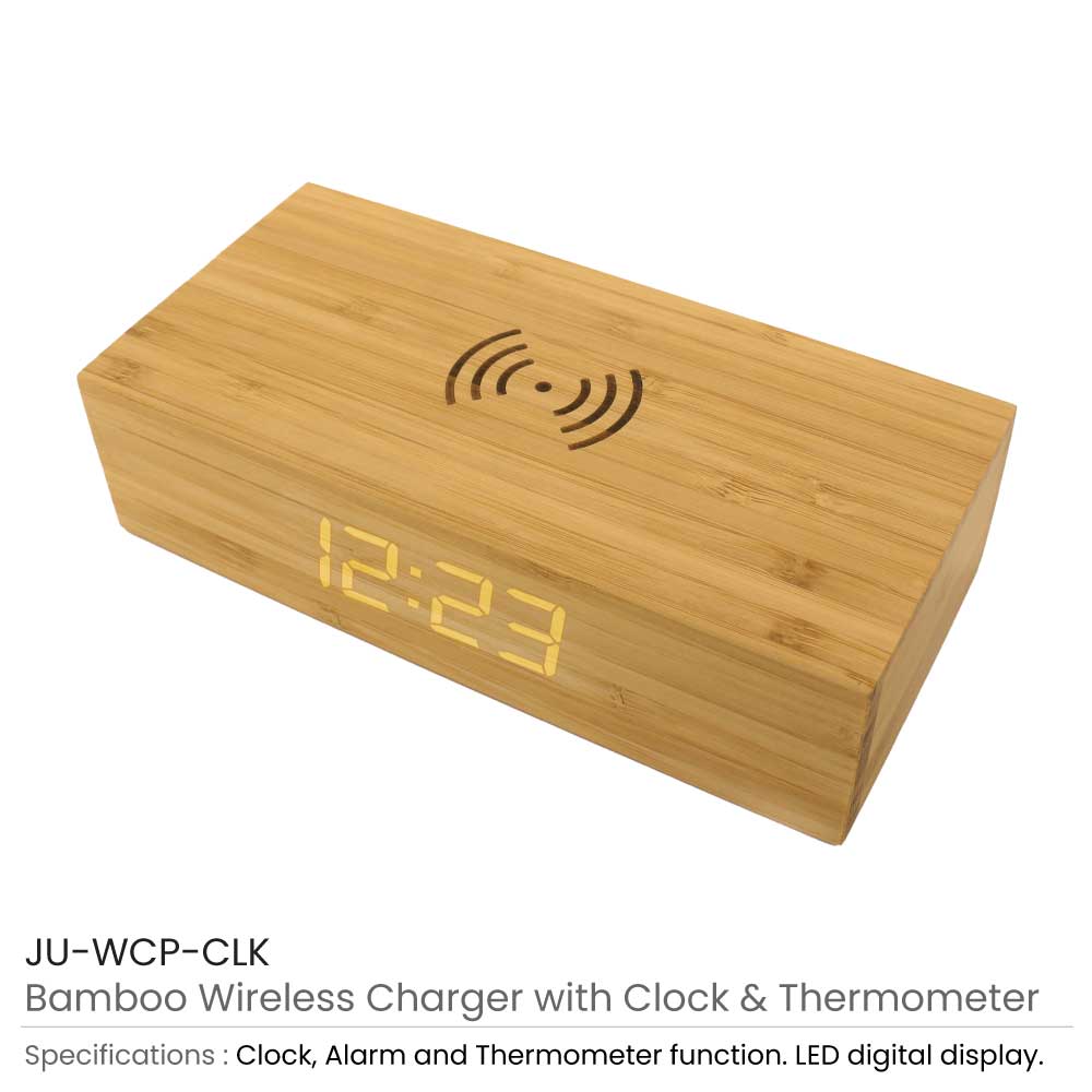 Bamboo Clock with 5W Wireless Charging Function 3