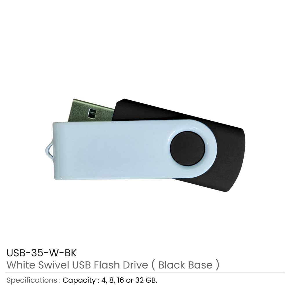 White Swivel USB Flash Drives 2
