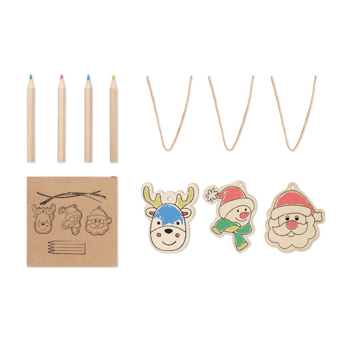 Drawing wooden ornaments set 4
