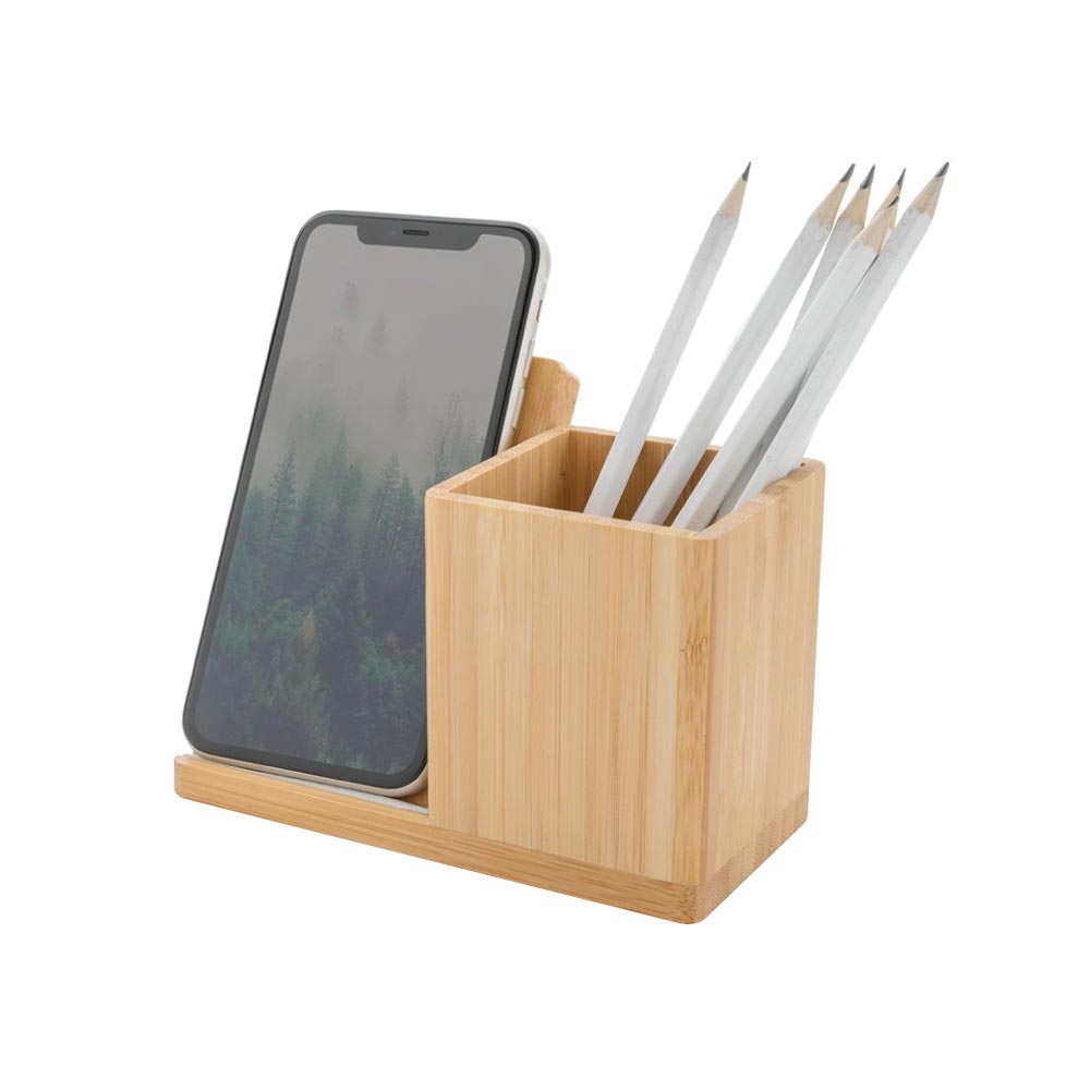 Bamboo Pen Holder with 10W Wireless Charger 4
