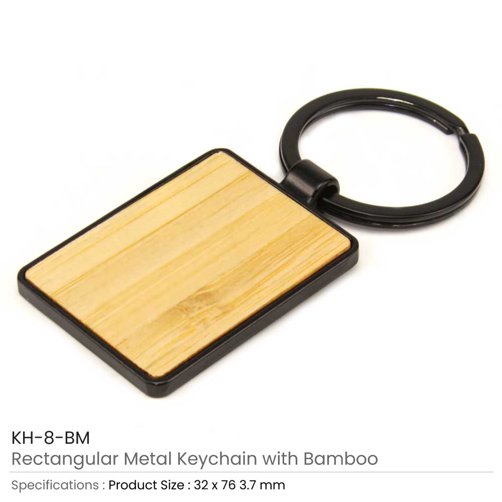 Metal Keychains with Bamboo 3