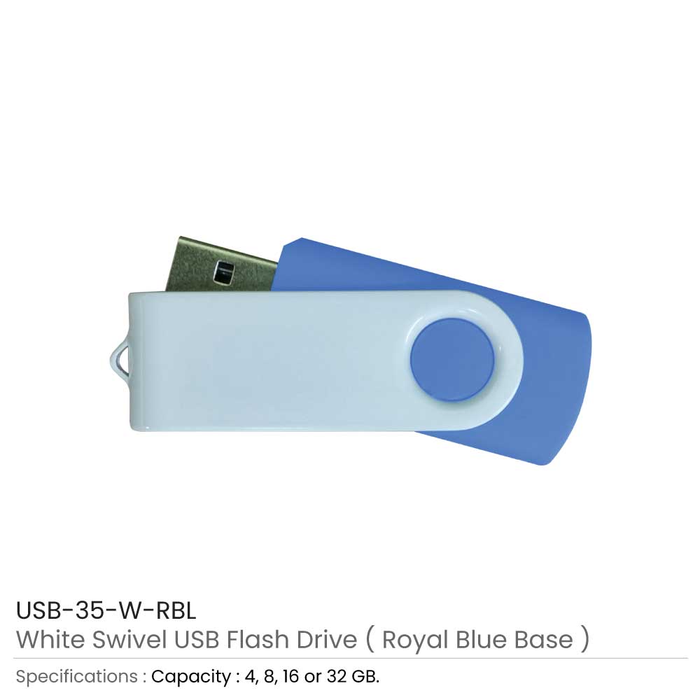 White Swivel USB Flash Drives 13