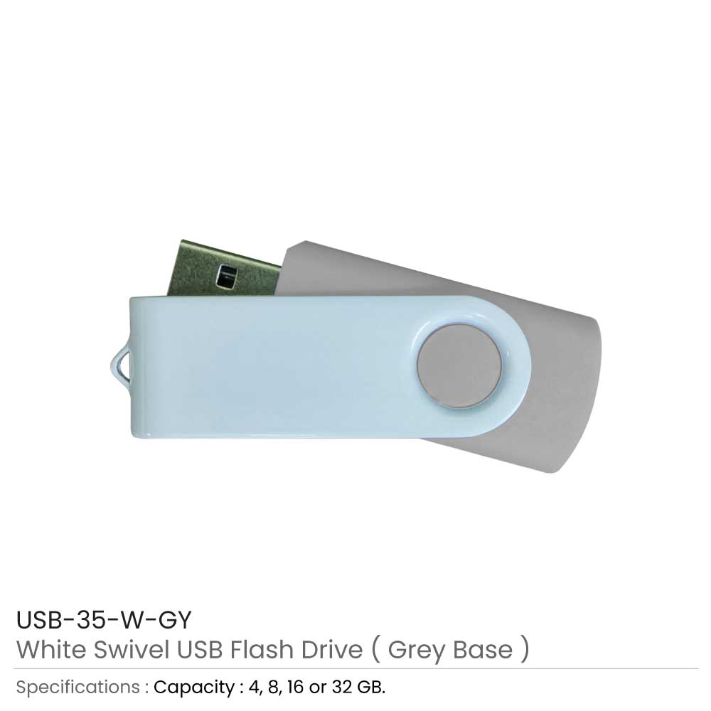 White Swivel USB Flash Drives 10