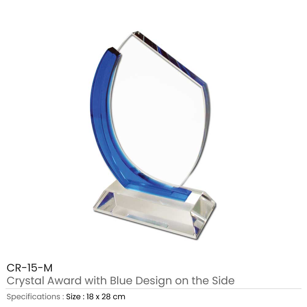 Crystal Awards with Blue Design on the side 3