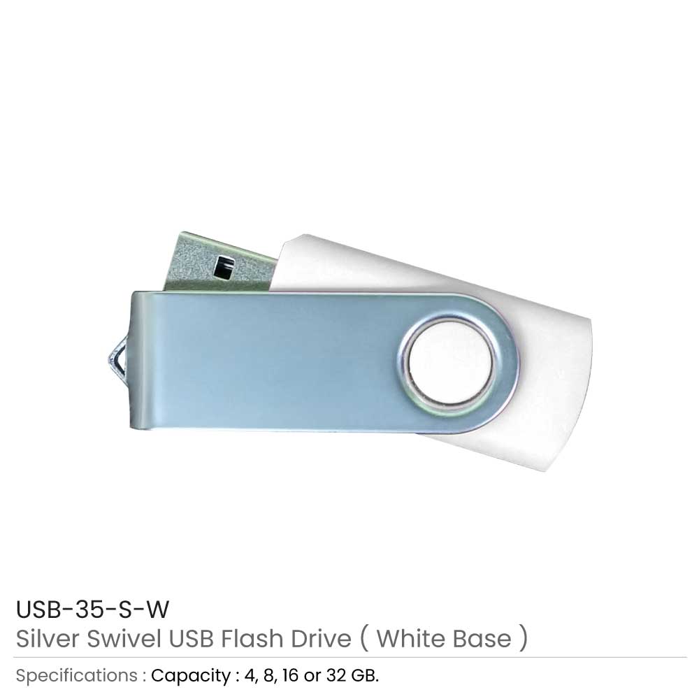 Silver Swivel USB Flash Drives 11