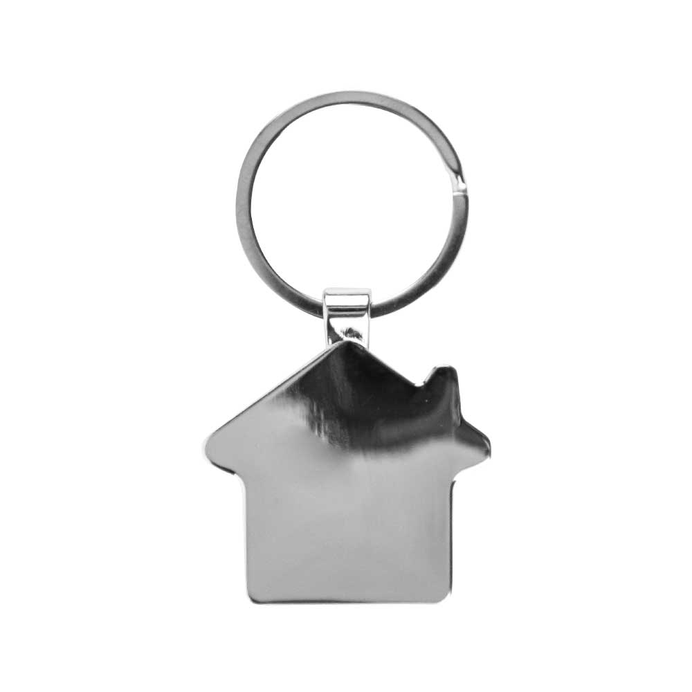 Bamboo and Metal Keychain House Shaped 32mm 5