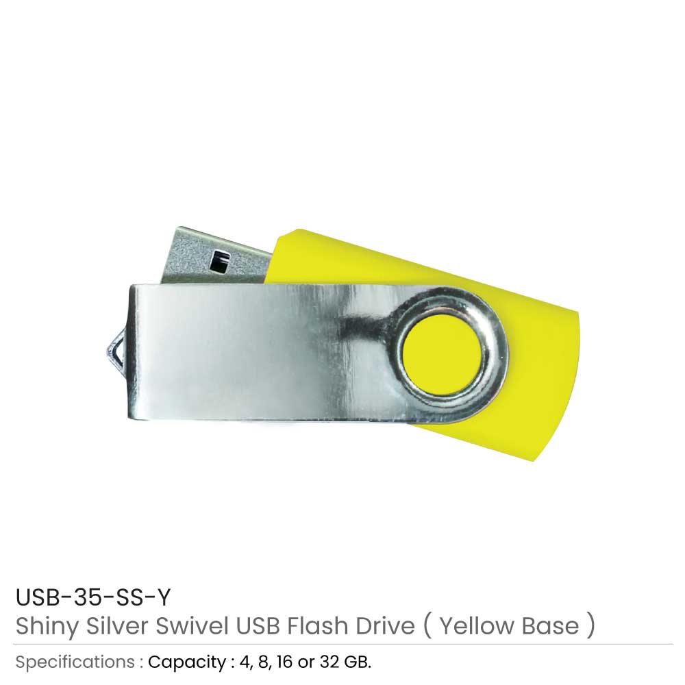 Shiny Silver Swivel USB Flash Drives 12