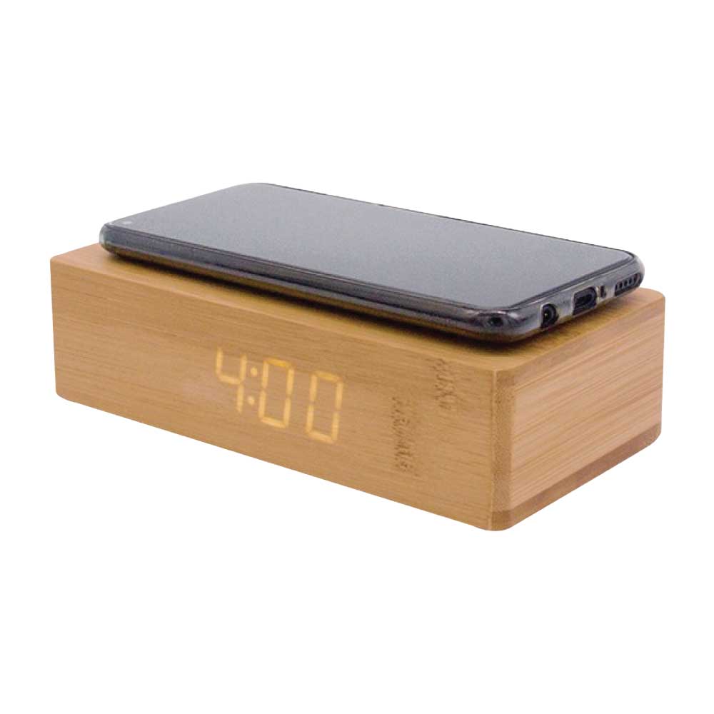 Bamboo Clock with 5W Wireless Charging Function 5