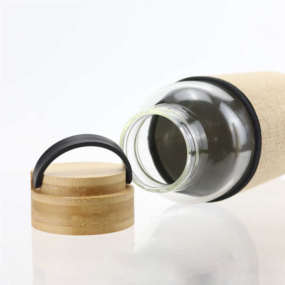 Glass Bottles with Bamboo Lid and Eco Sleeve, 1 liter 5