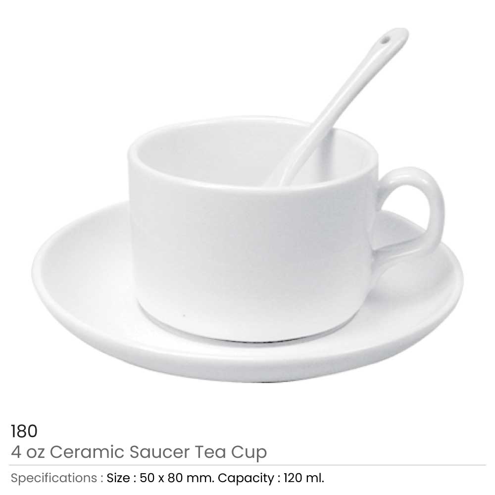 Ceramic Saucer Tea Cup with Spoon 3
