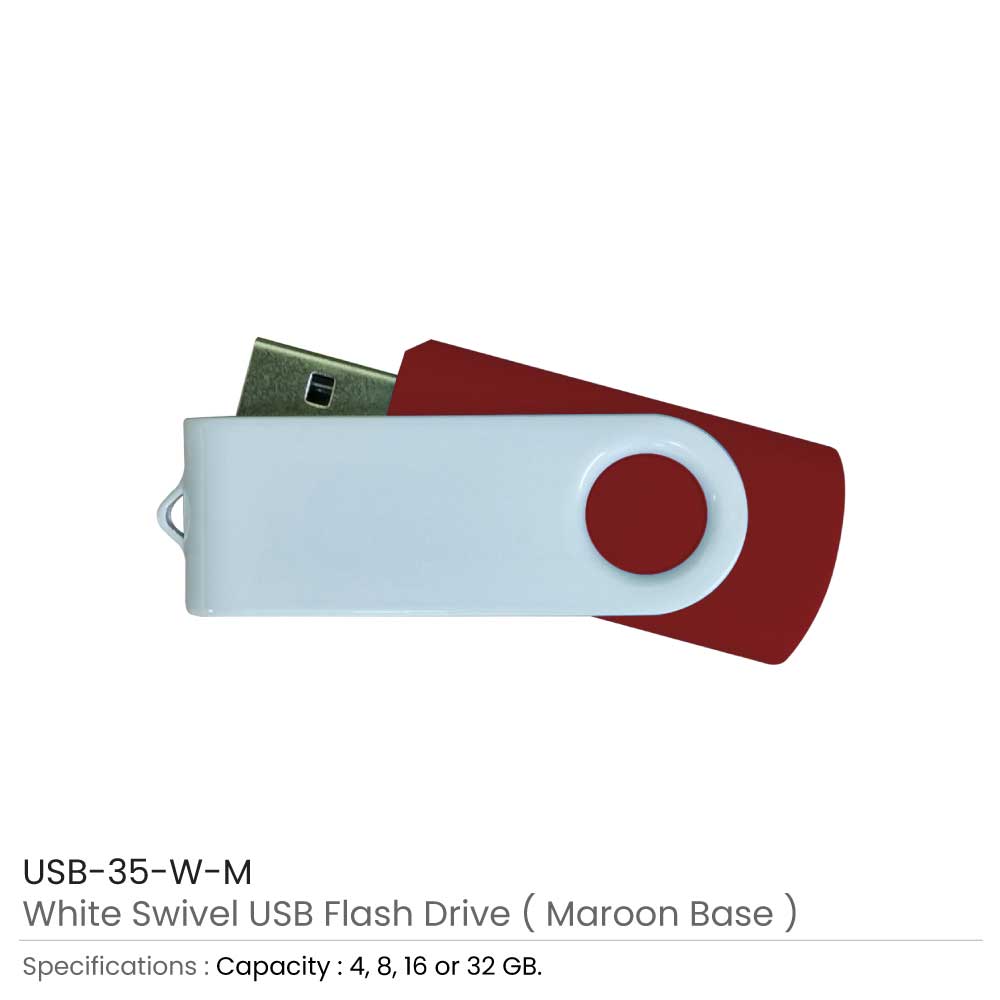 White Swivel USB Flash Drives 12