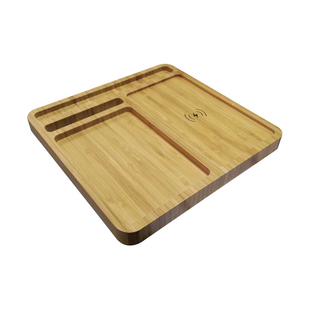 Bamboo 15W Wireless Desk Fast Charging Pad & Organizer 5
