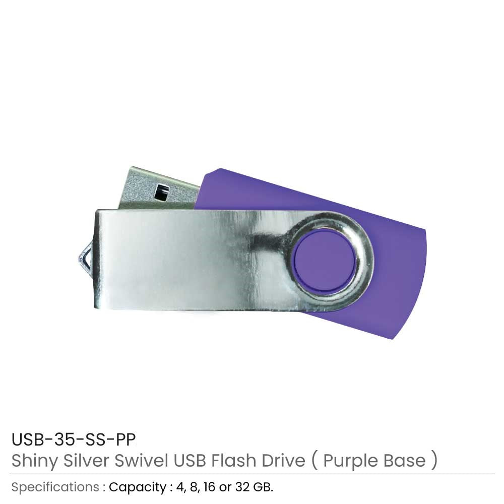 Shiny Silver Swivel USB Flash Drives 10