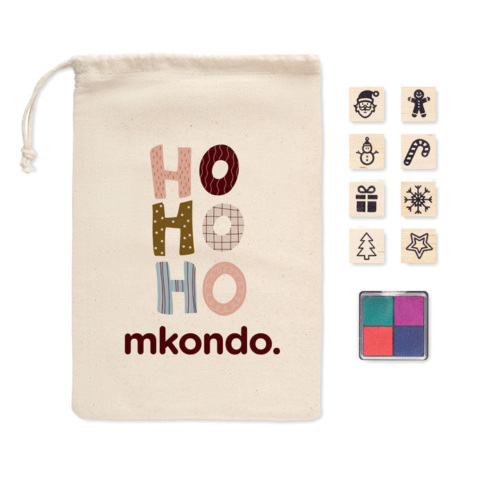 8 wooden Christmas stamps set 2