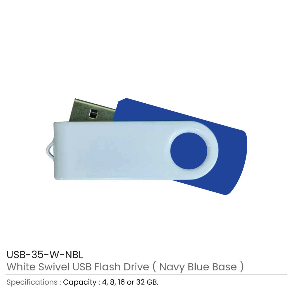 White Swivel USB Flash Drives 9