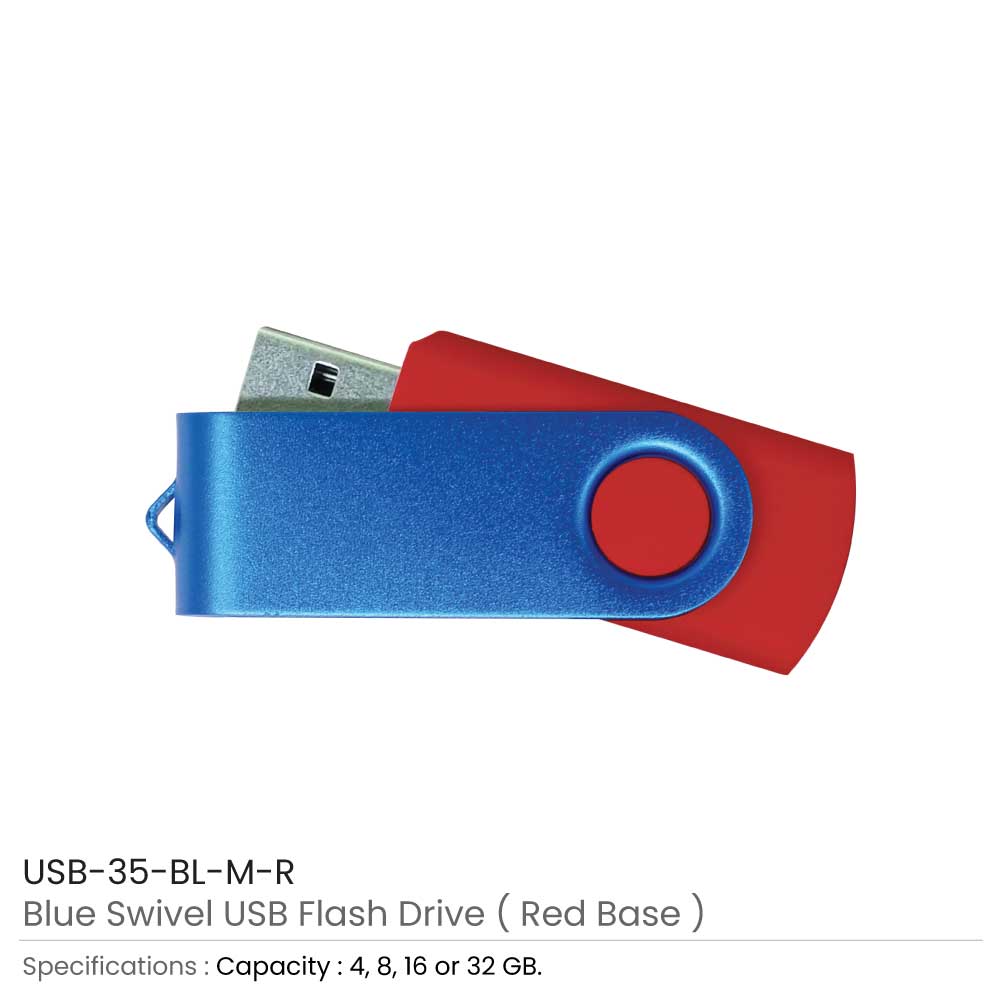 Matt Blue Swivel USB Flash Drives 4