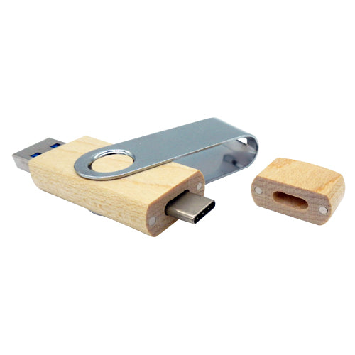 OTG Bamboo Swivel USB Flash Drives 32GB Type C 4