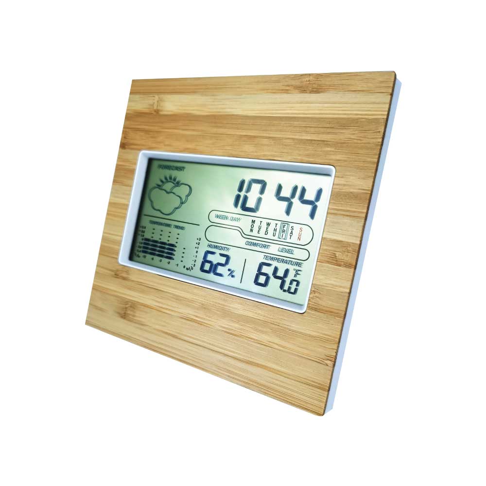 Multi-Function Bamboo Digital Clock with Weather Forecast, Calendar, Alarm, Temperature 4