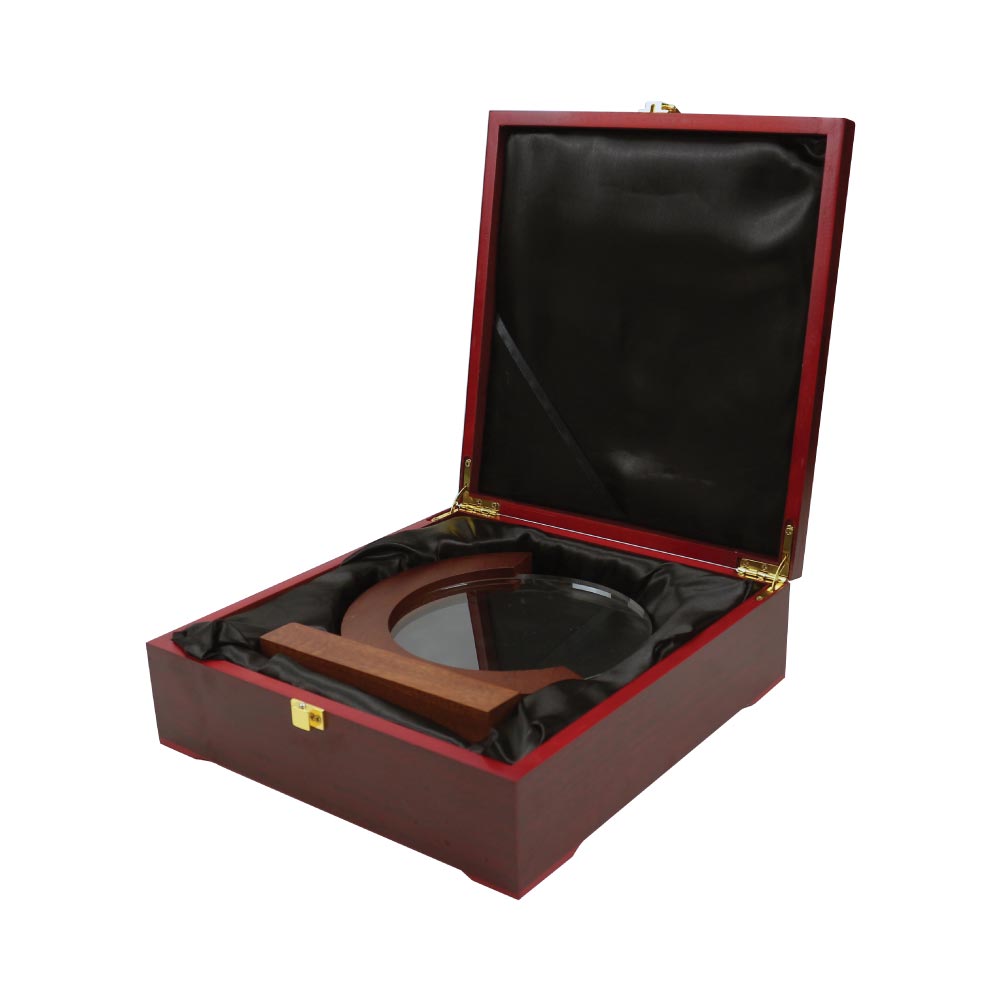 Round Moon Crystal Awards with Wooden Base 3