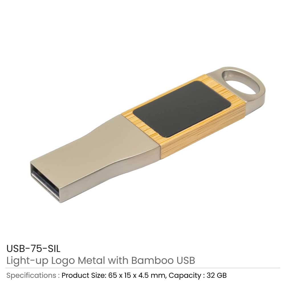 Light-Up Logo Metal & Bamboo USB Flash Drives 32GB 2