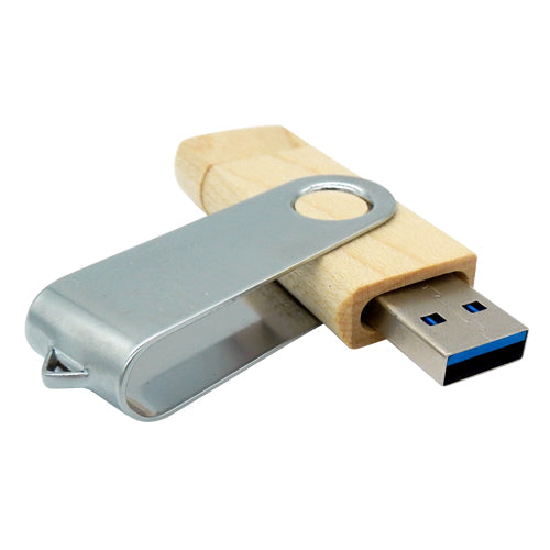 OTG Bamboo Swivel USB Flash Drives 32GB Type C 2