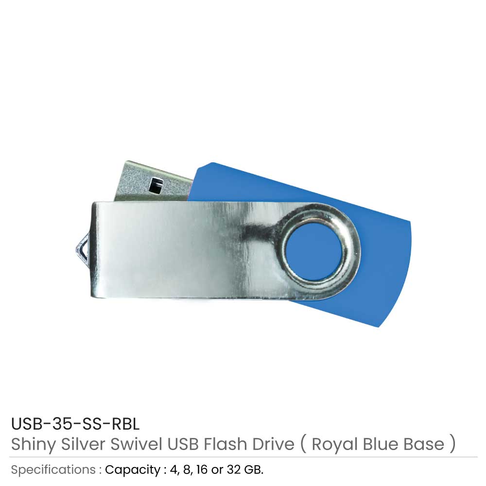 Shiny Silver Swivel USB Flash Drives 7