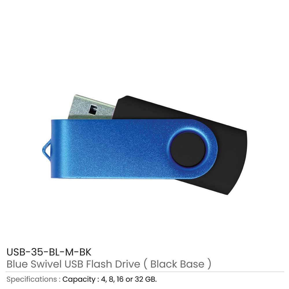 Matt Blue Swivel USB Flash Drives 2