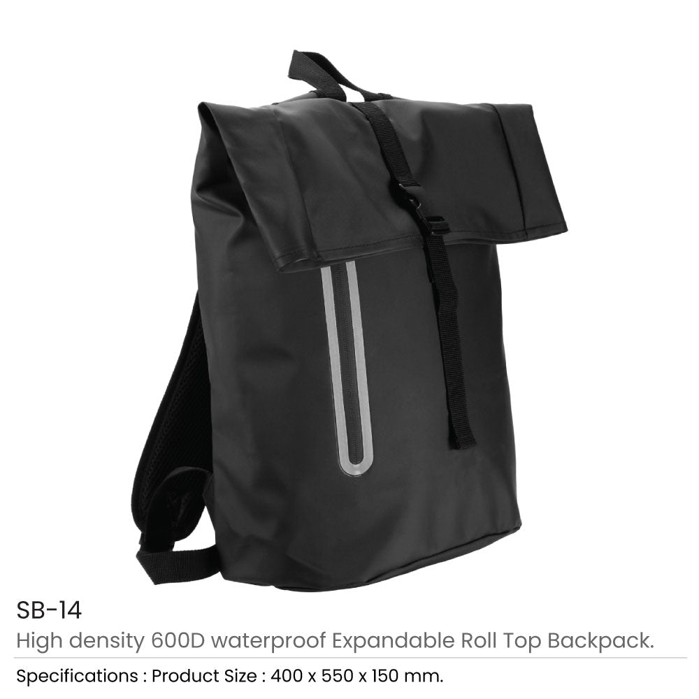 Expandable Roll-Top Backpacks, 600D Polyester Material 4