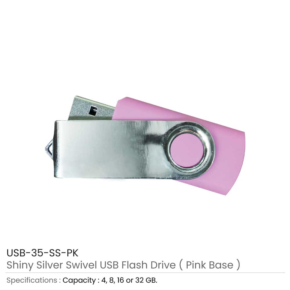 Shiny Silver Swivel USB Flash Drives 13