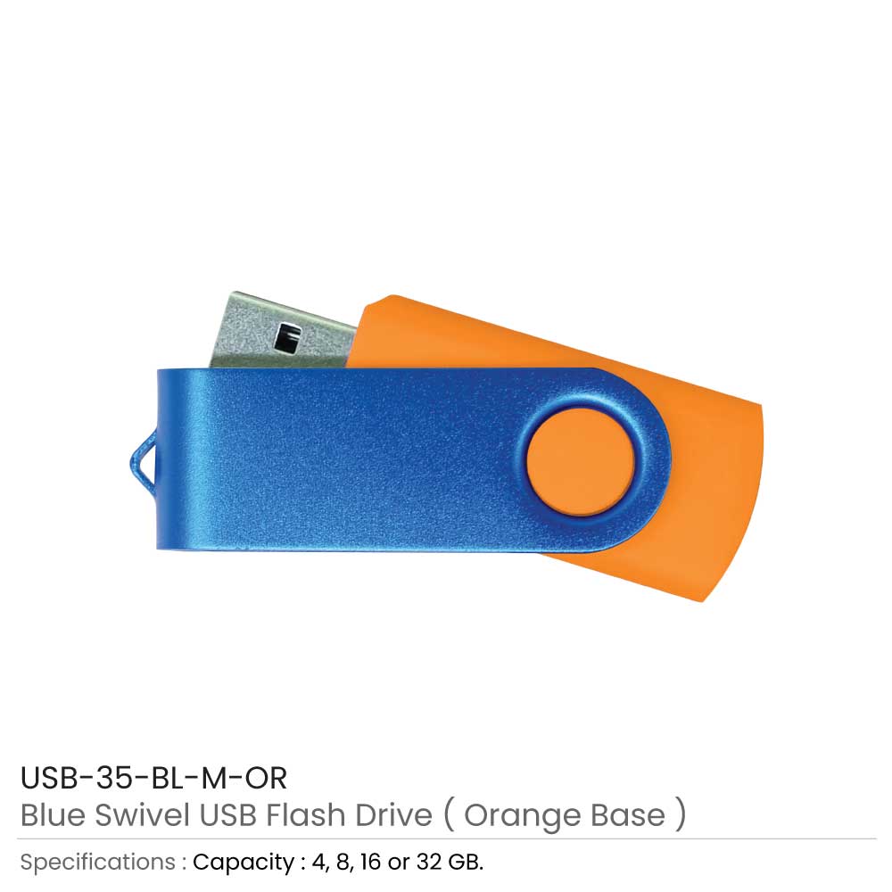 Matt Blue Swivel USB Flash Drives 10