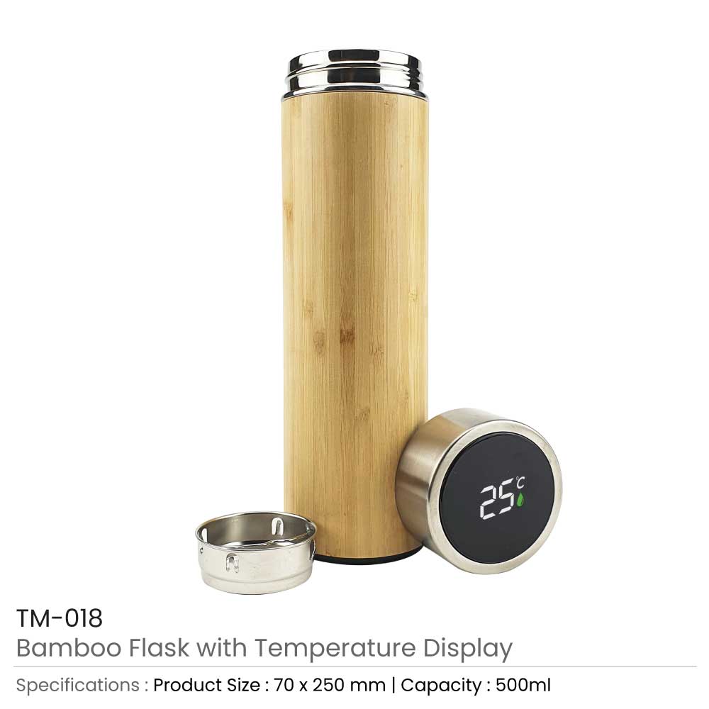 Bamboo Flask with Temperature Display 4